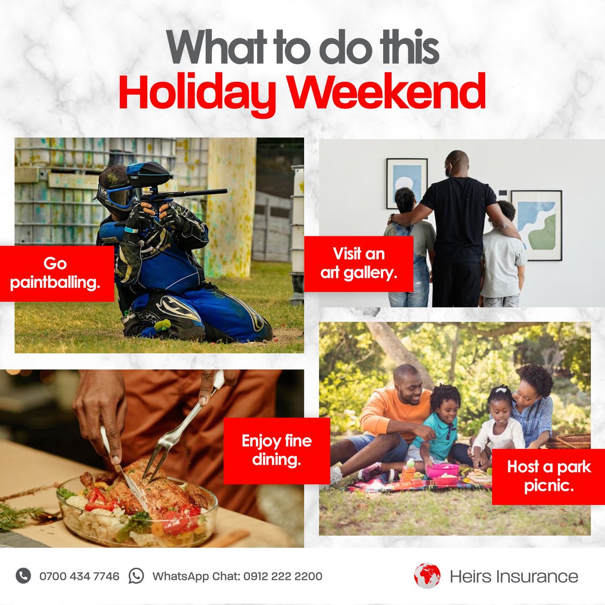 HeirsInsurance_'s tweet photo. Looking for what to do this holiday weekend?
We've got you 😉.
Sign up to our newsletters here https://t.co/GjabOLe04x and get helpful tips like this.
#SimpleLifeIsHere #ProtectedByHeirsInsurance https://t.co/D0Eq6ZoWwq