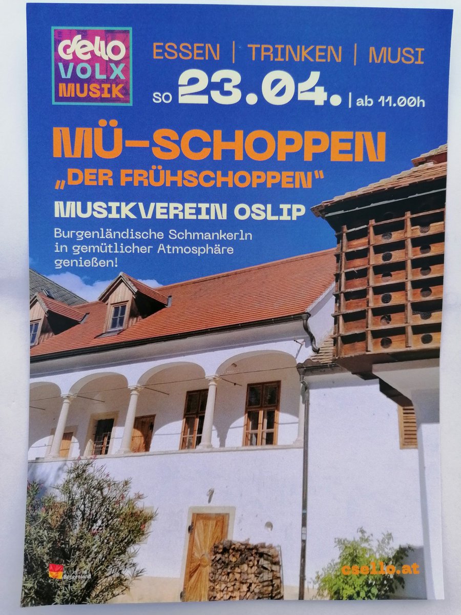 Oslip_Uzlop's tweet image. Dieses Wochenende in #Oslip

Samstag:
🍇 Weinfrühling am @Remushof_Uzlop
📚 Lange Nacht der Bibliotheken in der Gemeindebibliothek
@DolezalRudi in der Müh: 

Sonntag:
🥾 Wandertag der Naturfreunde
🍻 Frühshoppen in der Müh