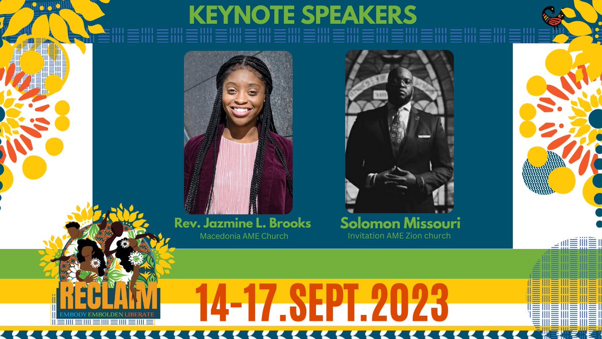 We're excited to sit with &amp; Reclaim what it means to Embody, Embolden &amp; Liberate with Rev. Jazmine L. Brooks  &amp; Pastor Solomon Missouri 

Register here: ow.ly/gH2R50NLzTl

Sept 14-17
Early bird registration ends April 30

#Reclaim #AfricanDescentMinisitries #Advocacy