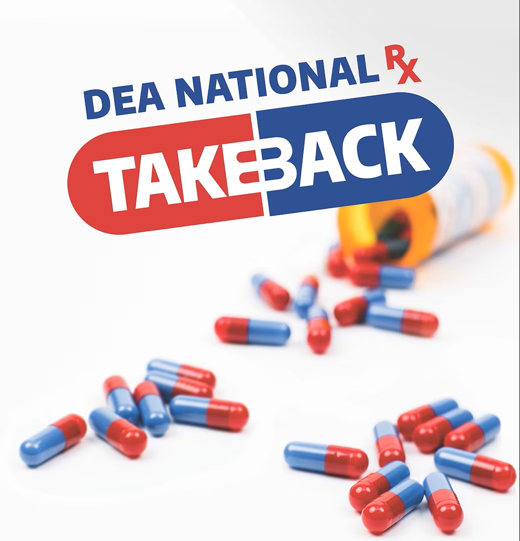CanfieldPolice's tweet photo. The DEA's 24th National Take Back Day will be held today from 10 am - 2 pm. You can drop off expired, unwanted, or unneeded medications at the Canfield Police Station located at 104 Lisbon Street. https://t.co/CaP9I8G3Nq