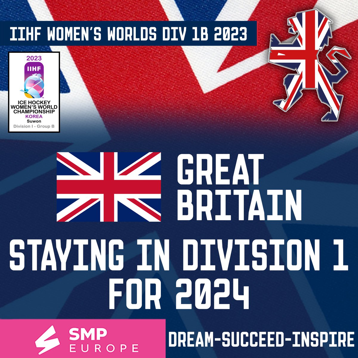 TeamGBicehockey's tweet photo. GB in Korea - following the evening game between Poland and Kazakhstan, GB's D1b status is confirmed for next season! https://t.co/Z8lhRAvCk2