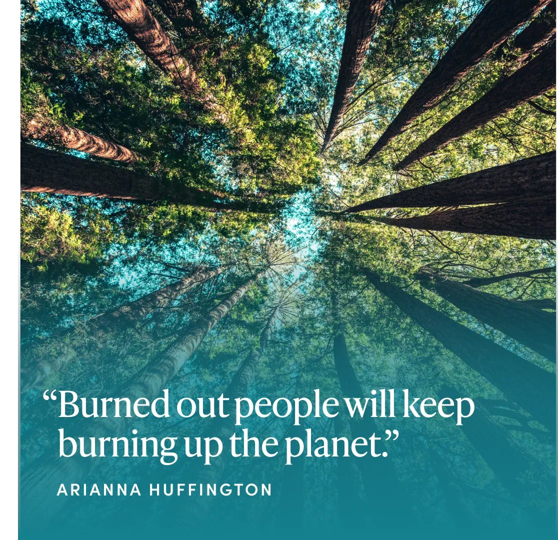 Climate change is real. Burnout is real. We can fight both crises the same way: by committing to address our own burnout, which will give us the energy and the wisdom to address the burnout of the planet. By leading sustainable lives we can create a sustainable planet. #EarthDay