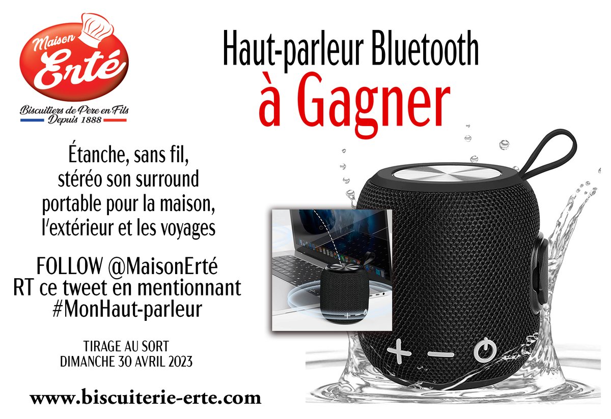 MaisonErte's tweet photo. Désolé pour le petit problème de date ! 😉Tentez de remporter 1 Haut-parleur Bluetooth  RT + FOLLOW
@MaisonErte
et commentez avec le hashtag #MonHautparleur Tirage au sort 30 AVRIL 2023, bonne chance à tous !🍀🍀🍀 https://t.co/j6i9UNqYvv