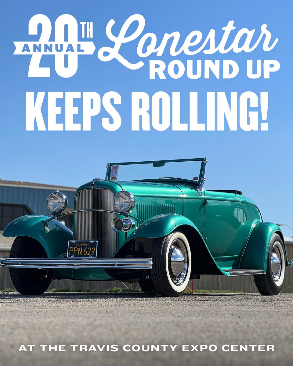 The 20th Lonestar Round Up keeps rolling today Saturday April 22 at the Travis County Expo Center! Today is gonna be another beautiful day to come see all the incredible hot rods and custom cars, hear more amazing music onstage - go to lonestarroundup.com for all the details!