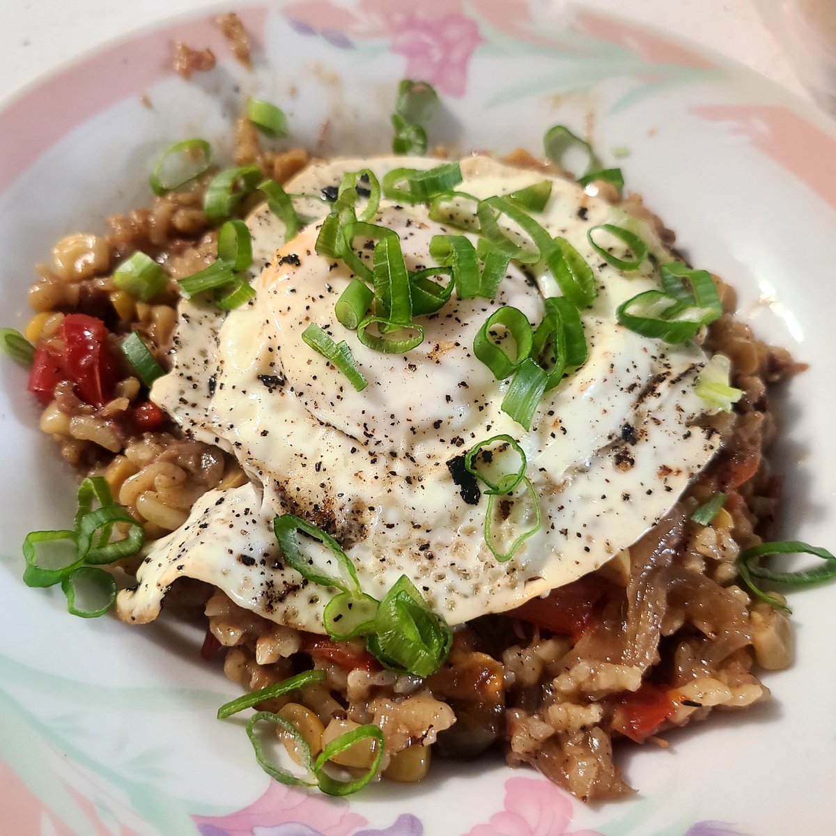 wolforion20's tweet photo. Turning leftovers into breakfast by putting it on top of a hash brown and covering with an egg.
#leftoversforbreakfast #breakfastbowl https://t.co/Lt32SWkN1j