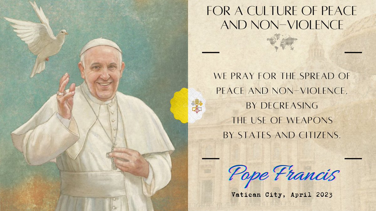 In April, let us #PrayTogether with @Pontifex for a culture of peace and non-violence. #PopesPrayerIntention