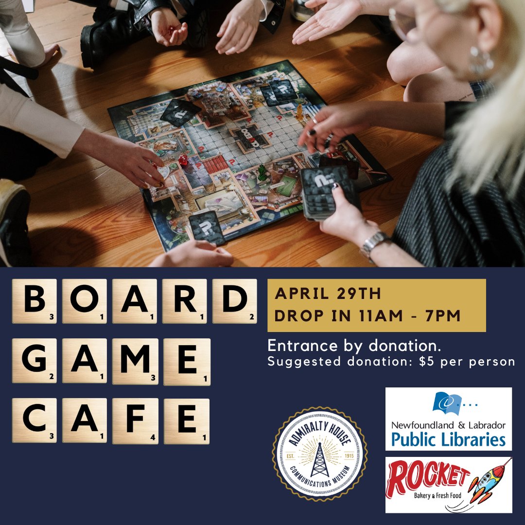 AdmiraltyMuseum's tweet photo. One week from today! 🚨 The countdown is on!

Are you coming? Let us know! Get a coffee ☕ and sweet treat from @rocketbakeryNL and play some board games 🎲 from @NLPubLibraries! We can't wait to see you there! https://t.co/533q6tgb1E