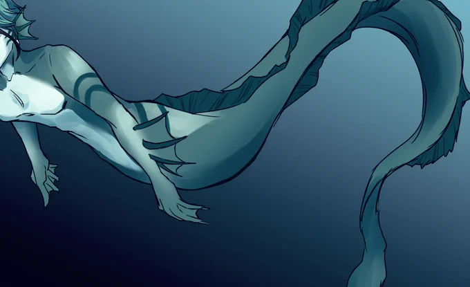 初めて人魚姿描いてるよ…応援してくれーーー 