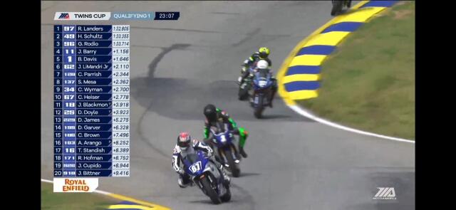 reisinger996's tweet image. MotoAmerica Twins Cup Day 1 at Road Atlanta and the CRT Yamaha R7 is running well. Qualifying currently puts us in P11, lets get it on! #PoweredByJE #jepistons #motionpro #shoraipower #chickenhawkracing #blarneyquick #ghettocustoms128 #motoamerica #theservicepavilion #njkleathers