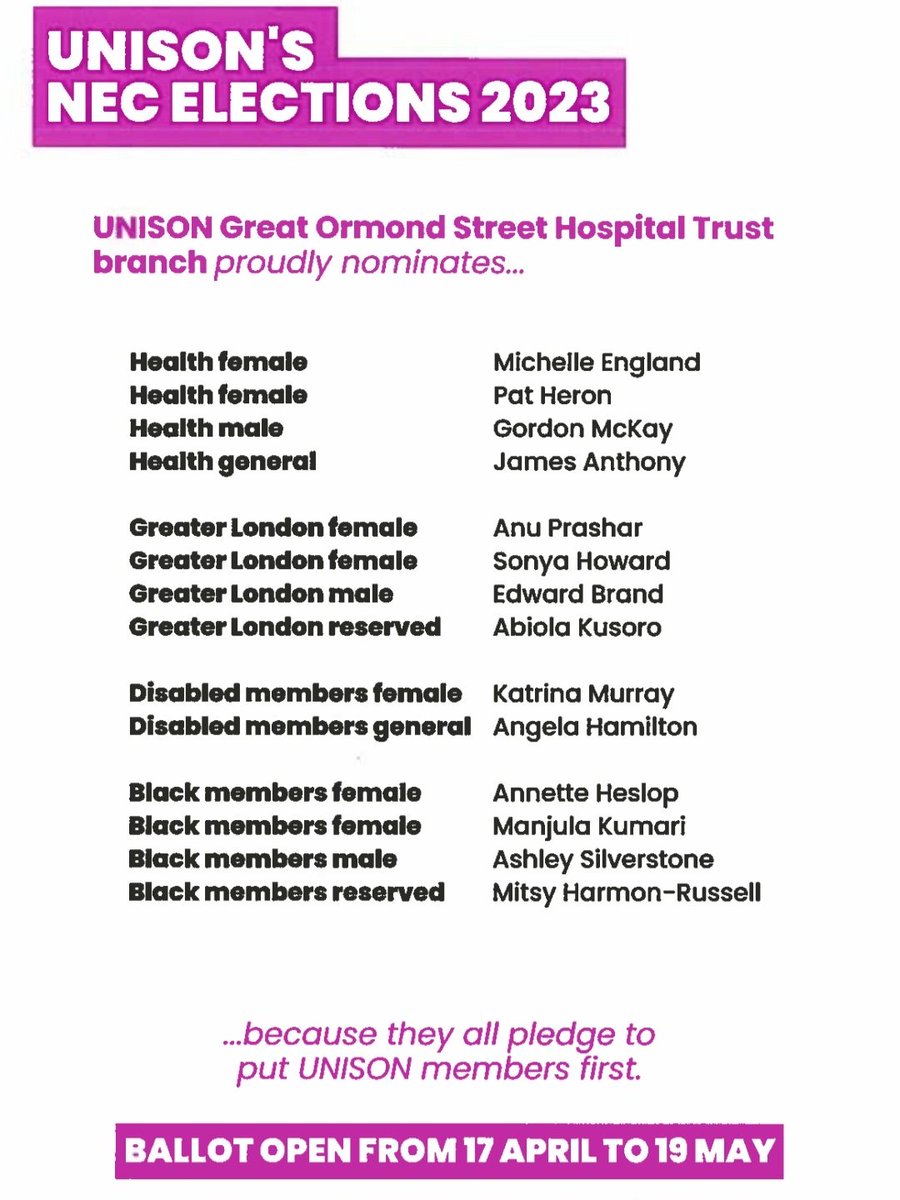 NerrineB's tweet photo. Great ormond Street  branch NEC nominations 💯 and who we are recommending to our members ✊🙌 https://t.co/DvjsJ9vK7R