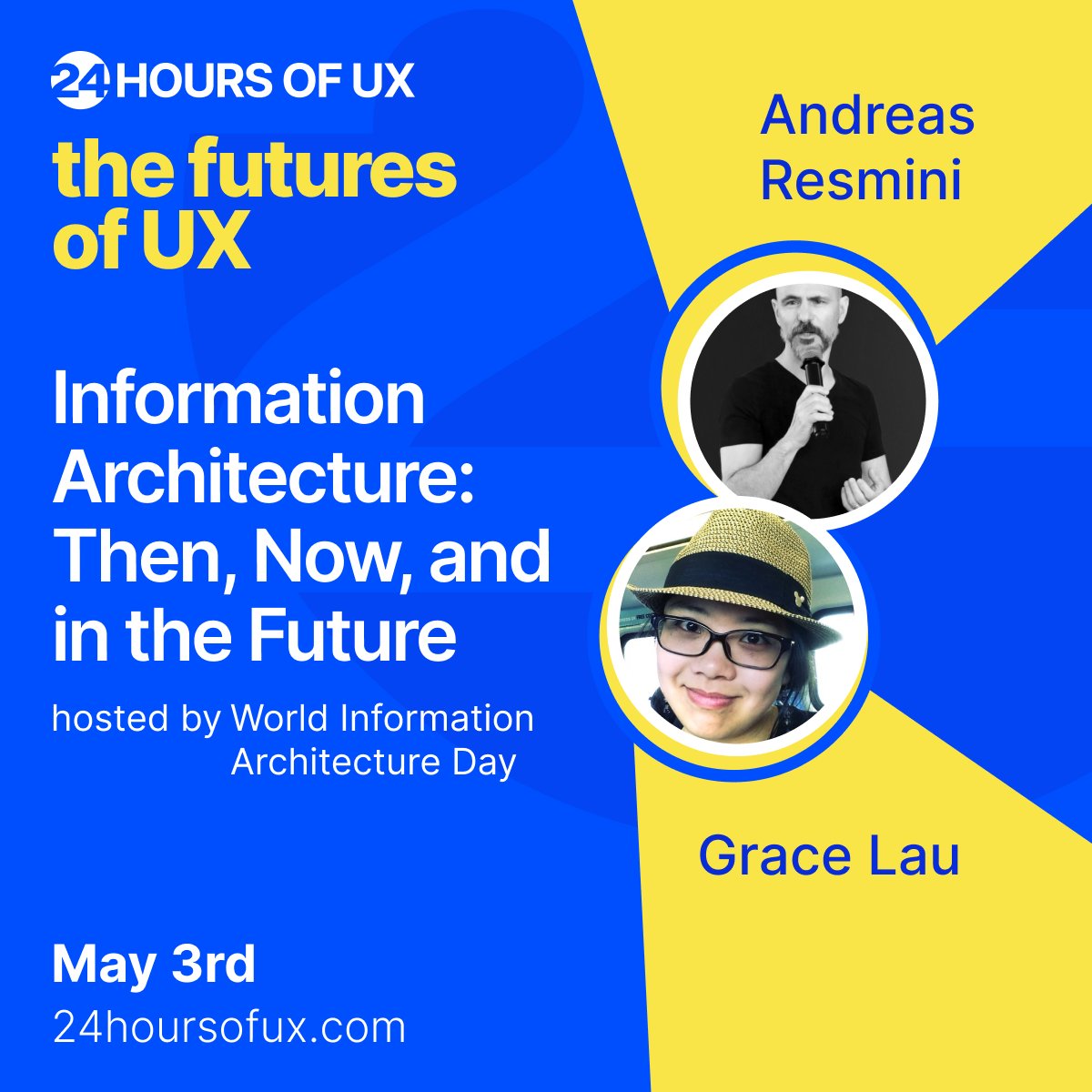 24HoursOfUX (@24_ux) on Twitter photo #24HoursOfUX 2023 wraps up with
Information Architecture: Then, Now, and in the Future
<a href="/resmini/">Andrea Resmini</a>
<a href="/lauggh/">Grace G Lau // 刘展荷</a>
<a href="/WorldIADay/">WorldIADay</a> #24HoursOfUX 2023 wraps up with
Information Architecture: Then, Now, and in the Future
<a href="/resmini/">Andrea Resmini</a>
<a href="/lauggh/">Grace G Lau // 刘展荷</a>
<a href="/WorldIADay/">WorldIADay</a>