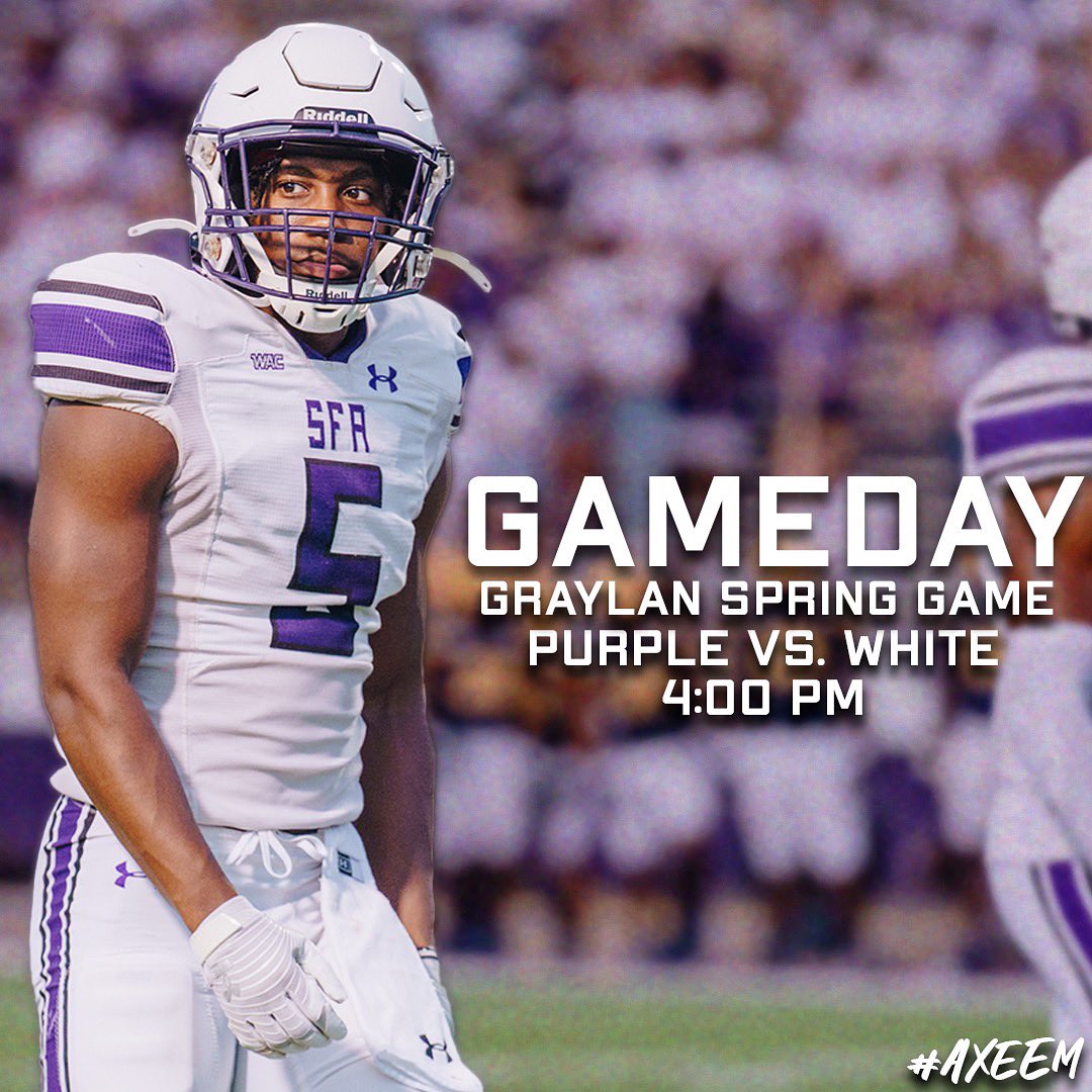 SFA_Football's tweet photo. IT’S GAMEDAY IN NACOGDOCHES 🪓
🟣🆚⚪️
Graylan Spring Game
🗓️ : 4.22.23
⏰ : 4:00 P.M.
📍 : Homer Bryce Stadium
Interested in 2023 tickets? Click the link below ⤵️
https://t.co/Mb8p34W1C4
#AxeEm x #RaiseTheAxe https://t.co/pWYg4ysOXd