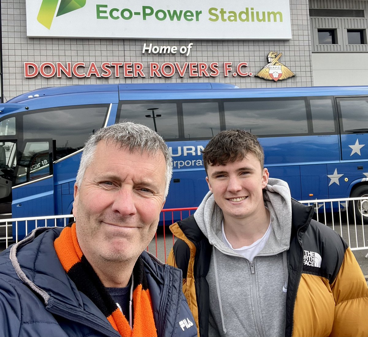 russrthomas's tweet photo. C’mon @NewportCounty 
Shouting for @AmberArnie1 today with @mei_tommo #UTC https://t.co/InqBxYAb2T