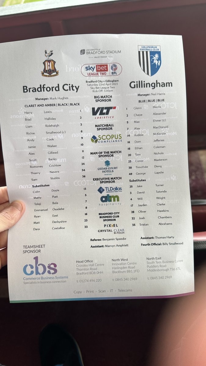 Teams news #bcafc #efl #gills