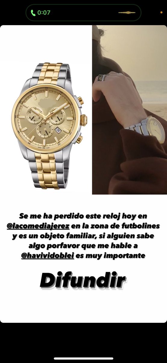 havividoblei's tweet photo. Se me ha perdido el reloj en @sala_jerez LA COMEDIA en la zona de furbolines y es un obsquio familiar con mucho valor sentimental, si alguien sabe algo que me hable 🙏🏽🙏🏽 DIFUNDIR POR FAVOR https://t.co/8RDz7gpoXg