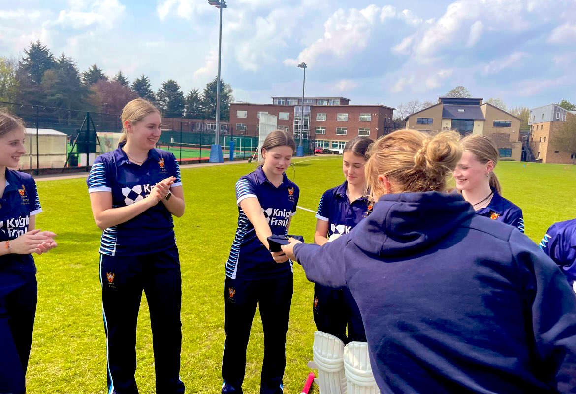 Congratulations to Ismene, Isy and Phoebe who made their 1st XI Girls debut today #baggyblue 🏏🏏🏏🏏🏏
