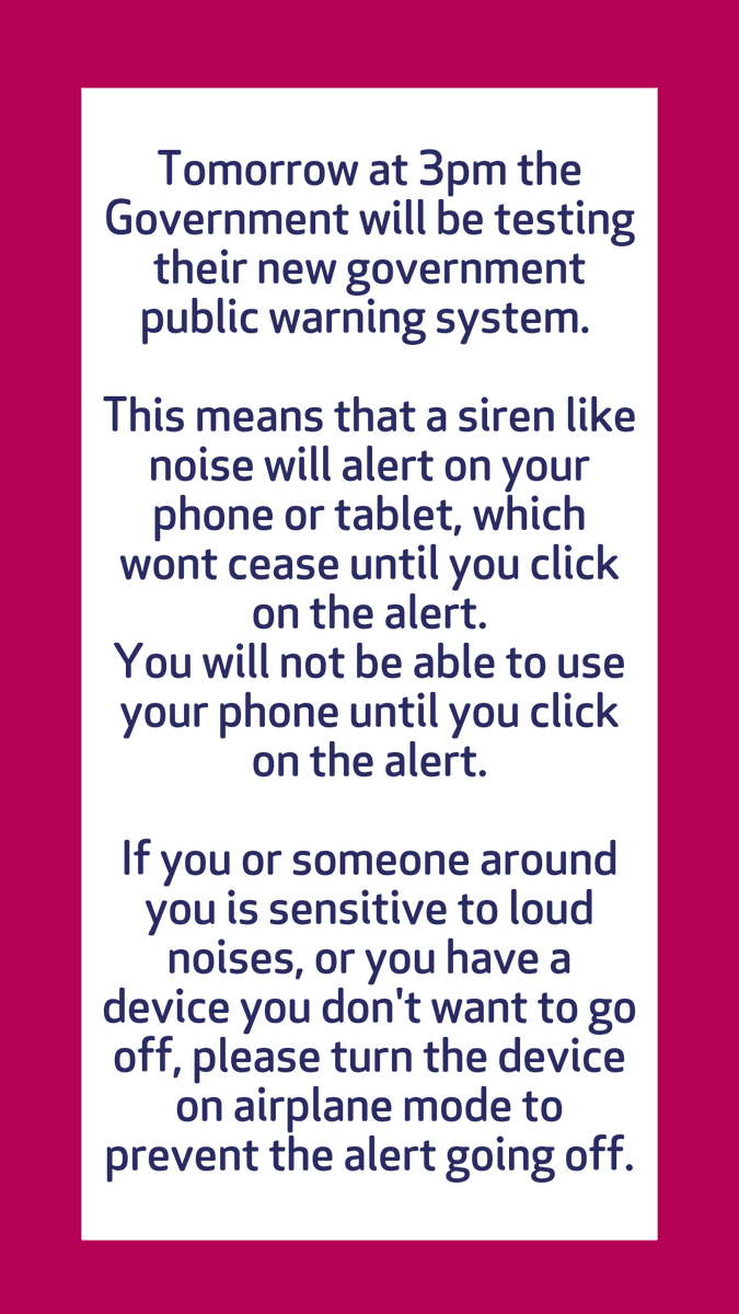 wearesashlondon's tweet image. Make sure you're aware of the #PublicWarningSystem test happening tomorrow, and what to do if you don't want your device to go off ⚠️