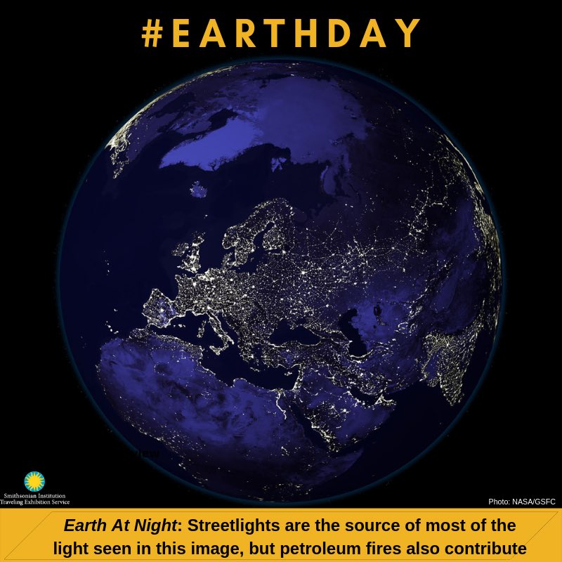 Happy #EarthDay! Our earth glows in this nocturnal image of the planet that was featured in our #EarthFromSpace traveling exhibition back in 2006! #EarthOptimism #OurSustainablePlanet