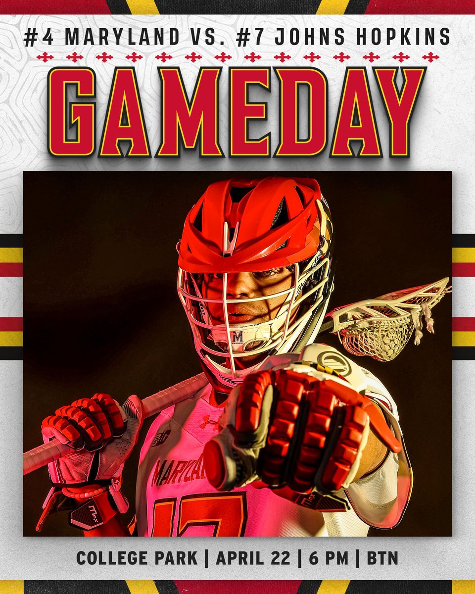 TerpsMLax's tweet photo. 𝓣𝓱𝓮 𝓡𝓲𝓿𝓪𝓵𝓻𝔂

🆚 #7 Johns Hopkins
📌 SECU Stadium
⏰ 6 PM
📺 (BTN) https://t.co/YwWAFF0gtn
🎟️ https://t.co/o2U3ZtlrWV
📊 https://t.co/t8F3Ef60Oa
📰 https://t.co/qcH3tbWh0w

#BeTheBest https://t.co/Wd7XsGzgh9