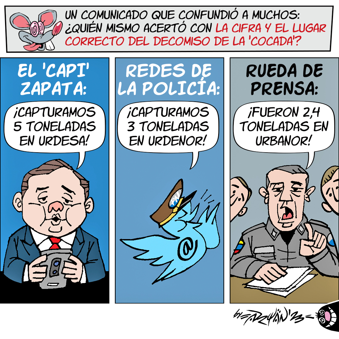 DiarioExtraEc's tweet photo. #OPINIÓN 💬 | Compartimos la caricatura 'ENTRE ZAPATADAS Y CONFUSIONES DE UN DECOMISO', del sábado 22 de abril del 2023, realizada por Adrián Peñaherrera.
#POLICÍA #GOLPE #NARCOTRÁFICO #MINISTRO #CAPIZAPATA #URDESA #URDENOR #URBANOR https://t.co/2Pc8Qsvhaq