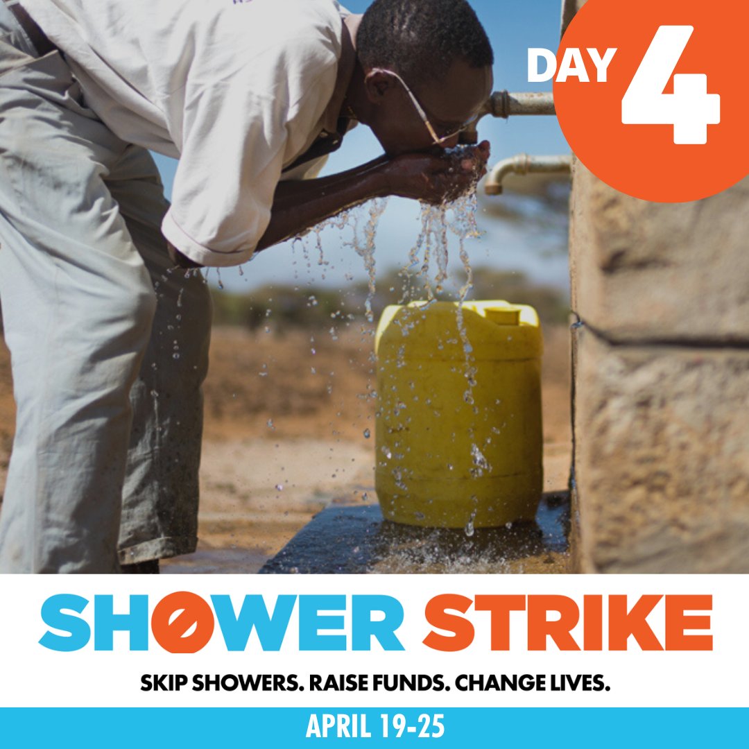 WellAwareWorld's tweet photo. ๐ Itโs #ShowerStrike Day 4 AND #EarthDay ๐
The average American uses 82 gallons of water a day. Before there is access to #cleanwater in our partner communities, families collectively use about 10- 15 gallons of dirty water a day. Donate at https://t.co/cL0BrGxV8J https://t.co/CjdIwvmNlR