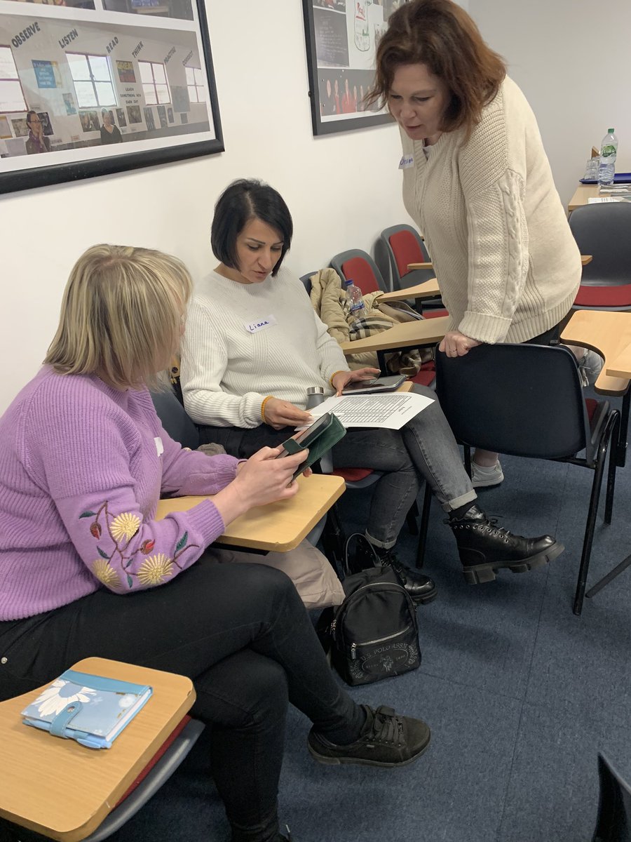 While next door in the primary teacher room Ukrainian and other internationally educated teachers are exploring assessment with a focus on #STEM #STEMeducation