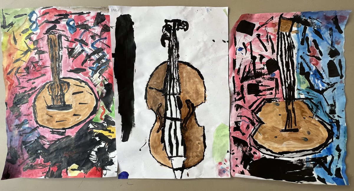 Grade 3 Cubist stringed instrument mono prints in black and white acrylic, then tinted with watercolor. (2) <a href="/HPSParkville/">Parkville Community School</a> <a href="/Hartford_Public/">Hartford Public Schools</a> <a href="/EzzieFigueroa/">Ezzie Figueroa</a> <a href="/HPSArtsWellness/">HPSArts&Wellness</a> <a href="/theartofed/">The Art of Education University</a> <a href="/AFTCT/">AFT Connecticut</a>