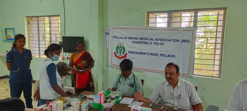 Pollachi IMA conducted  Mega camp at Achiptti Village   Pollachi Taluk , Coimbatore District today (22.4.23)  adopted the Achipatti Village as per Vision and Mission of TNSB  மக்களை நாடி மருத்துவர்.

About 160 people were benefited.
BP , Diabetic screening, Eye check up,  Women h
