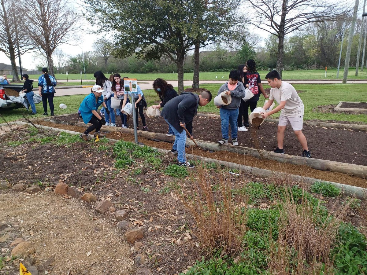 TheBondyInt's tweet photo. What better day than Earth Day to highlight the incredible transformation made in our pocket prairie garden! We doubled the size of the garden, replaced all of the plants that were lost in the freeze, &amp; applied for it to be a world certified butterfly way-station!#BondyProud https://t.co/X03sZJiQow