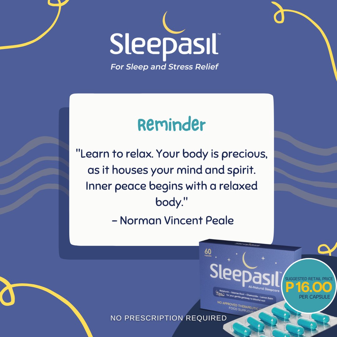 Sleepasil's tweet photo. Remember: Always listen to your body at 'wag pagurin ito 🥰🌟

Sleepasil is a sleep supplement made of melatonin with chamomile, valerian root, and lemon balm for sleep and stress relief.

SHOP SLEEPASIL NOW: https://t.co/f2GjteWz9j https://t.co/8Flgq9gqJk