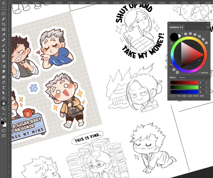 My upcoming Tokyo Four sticker sheets! Hope I can finish them unlike my other 3874690 WIPs 🥲 