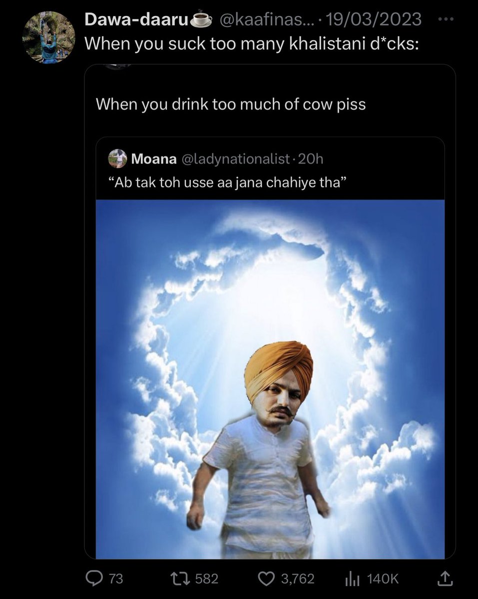 PanjabSupremacy's tweet photo. To any Sikh that calls themselves Indian or feels any type of patriotism to India, this is how its people see you as, look at how many retweets + likes there anti Sikh content gets, can’t expect anything better from a community which only knows being slaves and cow piss drinkers https://t.co/Mckj5brlvp