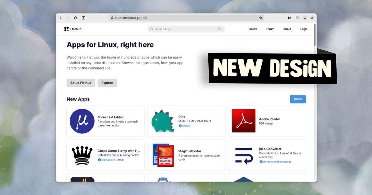 Ooh, the Flathub website just got a MAJOR redesign – are we liking it? omglinux.com/flathub-websit… #linux #foss
