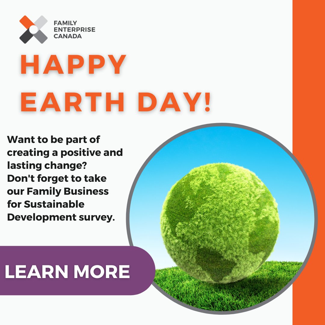 We are proud to be leading the Family Business for Sustainable Development initiative in Canada, helping families turn their businesses into a force for good. Happy Earth Day!
~
#FamilyBusiness #EarthDay #ClimateChange

Learn More: familyenterprise.ca/family-busines…
