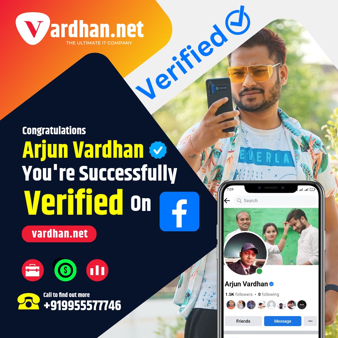 VardhanNet's tweet photo. Congratulations, @ArjunSitamarhi, you're successfully verified on #Facebook.🎉💐

#VardhanNet #HrithikVardhan #Meta #BlueTick https://t.co/PPa8fc5vfr