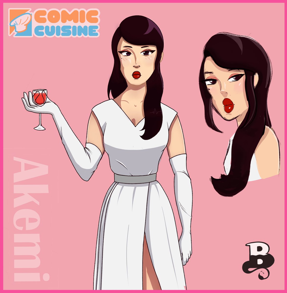 CuisineComic's tweet photo. @Bellebieart here! Introducing you to the last main character of my story, Miss Akemi. Daughter of the infamous crime boss running the Yakuza. Stay tuned for some sneak peaks of my story Street Food Hustle ready for #McMLondon https://t.co/pINi6zKbGc