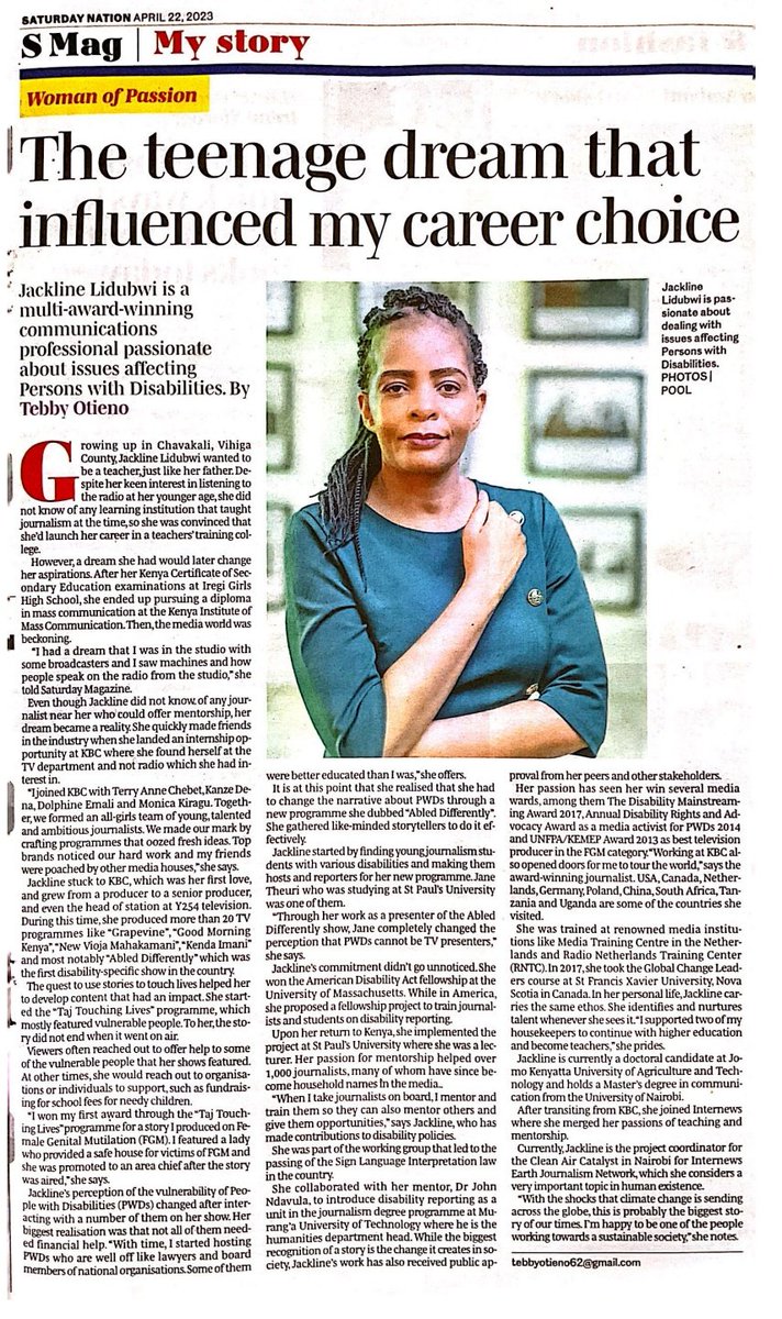 IN TODAY'S PAPER: The teenage dream that influenced my career choice.

Humble beginnings, thank you <a href="/otieno_tebby/">Tebby Otieno</a> <a href="/NationAfrica/">Daily Nation</a>
for telling it so well.

READ HERE: nation.africa/kenya/life-and… via <a href="/NationAfrica/">Daily Nation</a>