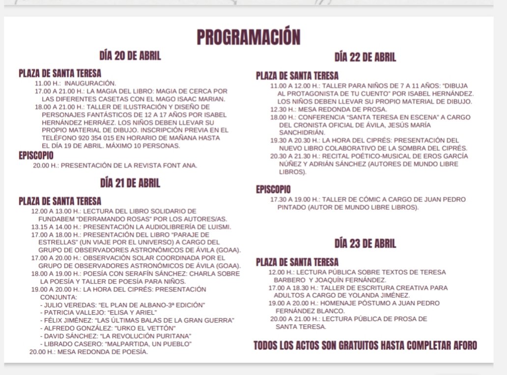 Msol59's tweet photo. 😃 #FeriaDelLibroÁvila 📚Acercaos a la caseta de #Fundabem 🥹y comprad su libro📕
#DerramandoRosas💓 @fundabem_avila 💪🏾🤗🥰👏🏾👏🏾👏🏾Yo lo compraré 👌🏿😉👍🏾 https://t.co/1LeQdTn95L