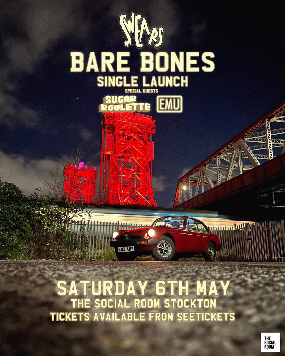 Join @SWEARSband on Saturday 6th May right here at The Social Room as they celebrate the release of their brand new single ‘Bare Bones’ - next month!! Joining them onstage are Sugar Roulette and EMU🙌 ⬇️TICKETS ON SALE NOW⬇️ 🎟: bit.ly/3AqBJus