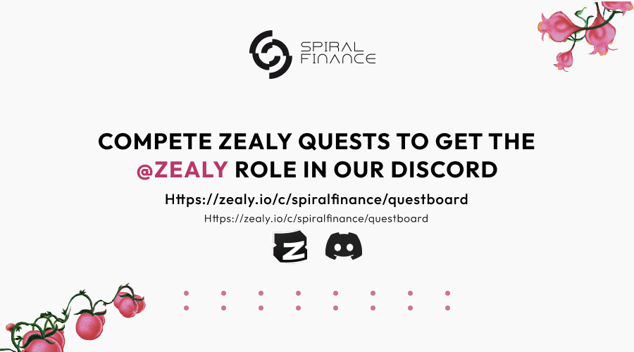 SpiralFi's tweet photo. You missed the @ANON &amp; @OG #Airdrop , dont miss the new #Zealy Airdrop .
all you gotta do is have a minimum of 500 XP in our Zealy community and react to the post in our discord to get the @ZEALY role.
https://t.co/tHrZYgKsWV
https://t.co/G85BmrTQfj

#zksync #IDO #spiral #defi https://t.co/7PcL3XWMWC