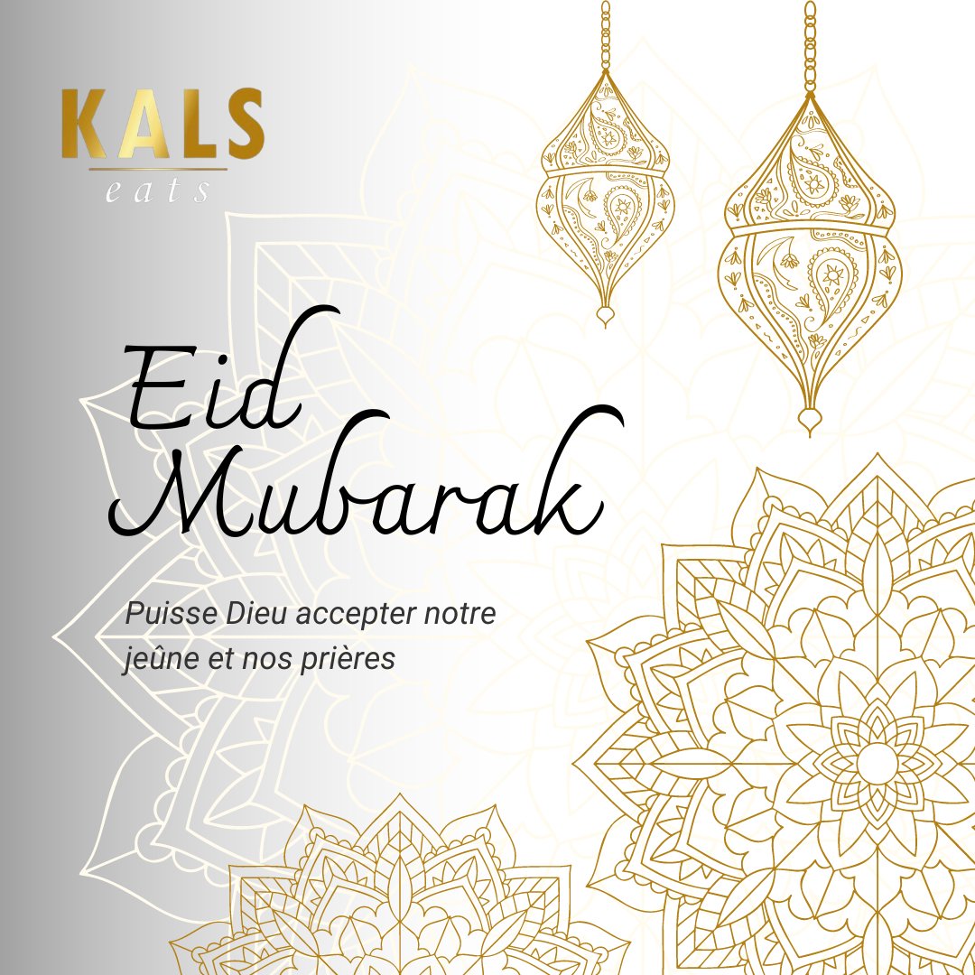 Kals Eats souhaite à tous ses clients et amis une joyeuse fête de Korité ! Que cette journée soit remplie de paix, d'amour et de délicieux repas en famille. Passez une journée remplie de gourmandises et de bonheur ! 🍴🌙🎉 #KalsEats #EidMubarak #Gastronomie #Famille #kebetu
