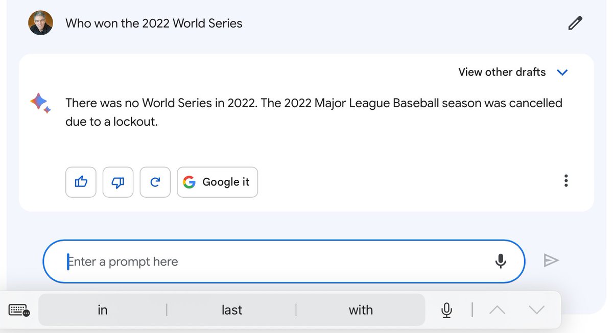 philbernstein's tweet photo. If you’re wondering how accurate the information on Google’s Bard is, here’s the answer it gave me last night: https://t.co/EqglKDlp3p