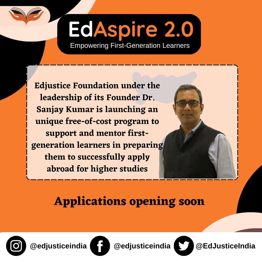 One's aspirations are like one's possibilities, and with that in mind Edjustice is introducing EdAspire 2.0. 
Check linkedin.com/posts/edjustic…
 #highereducation #help #statementofpurpose #oxford #yale #oxbridge #educationabroad #abroadstudies #abroadstudy #application #mentorship