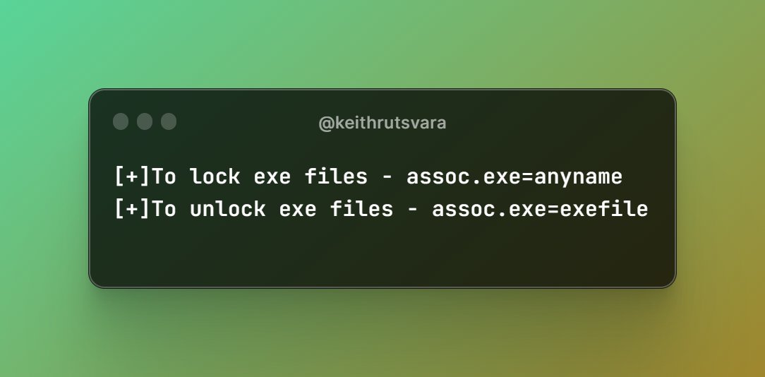 KeithSecureWeb's tweet image. Cool Windows Commands To Lock And Unlock .exe files
#WindowsCommands