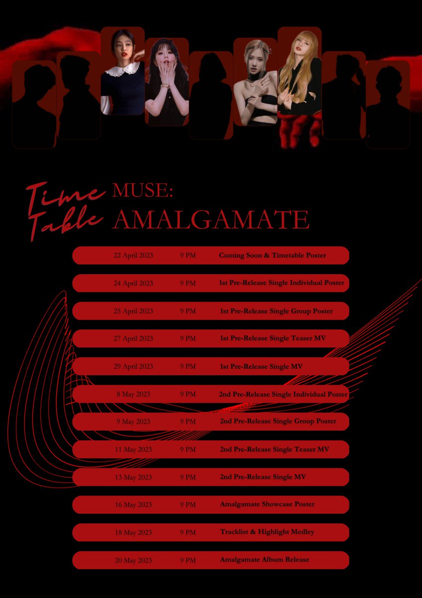 OFCMUSE's tweet photo. ㅤ
#MUSE "AMALGAMATE" Timetable Poster

2nd Mini Album "AMALGAMATE"
✅2023.04.22 9PM (KST)

#MUSE #2ndMiniAlbum #AMALGAMATE #20230422_9pmKST 
ㅤ https://t.co/zV7bt17fGu