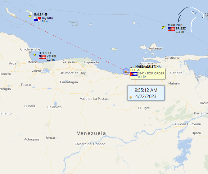 FlconEYES's tweet photo. Salió el tanquero #DELSA 9298973 de #Curasao desde #23Agosto (https://t.co/Y3W4kU3yY0) directo a saquear a la venezolana de combustible #JoseTerminal.

Llenando a toda velocidad en este instante, sus 402,585 mil barriles de capacidad.

#Ahora #OSINTCuba #cubarcos #Cuba #22Abril https://t.co/Xm4SKRPRJu