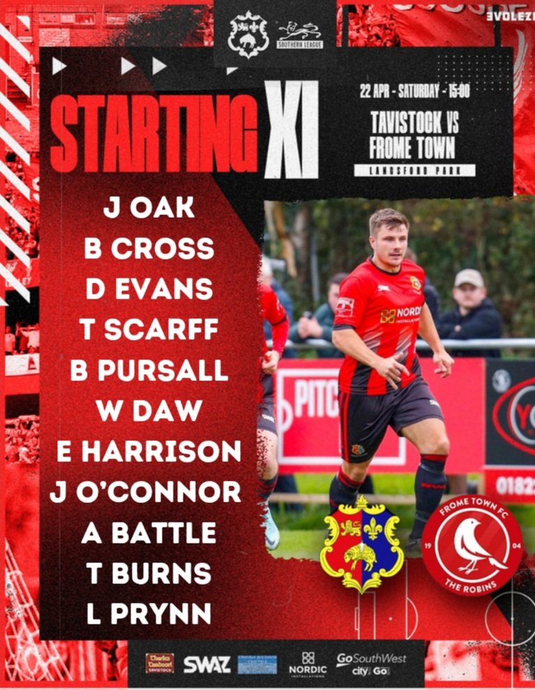 🔴 | LINE UP for today's match v @FromeTownFC 
#TeamTavistock #UpTheLambs