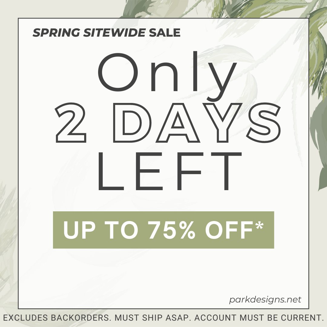 SplitPHomeDecor's tweet photo. Spring Sitewide Sale discounts up to 75%!* 2 days left! Visit https://t.co/dmog4oOcC8

*No backorders. All orders must ship ASAP. Account must be current.

#homedecor #springsale #homedesigns #springdecor #interiordesign #springdecorating #countrydecor #splitphomedecor https://t.co/XPU59a78FH