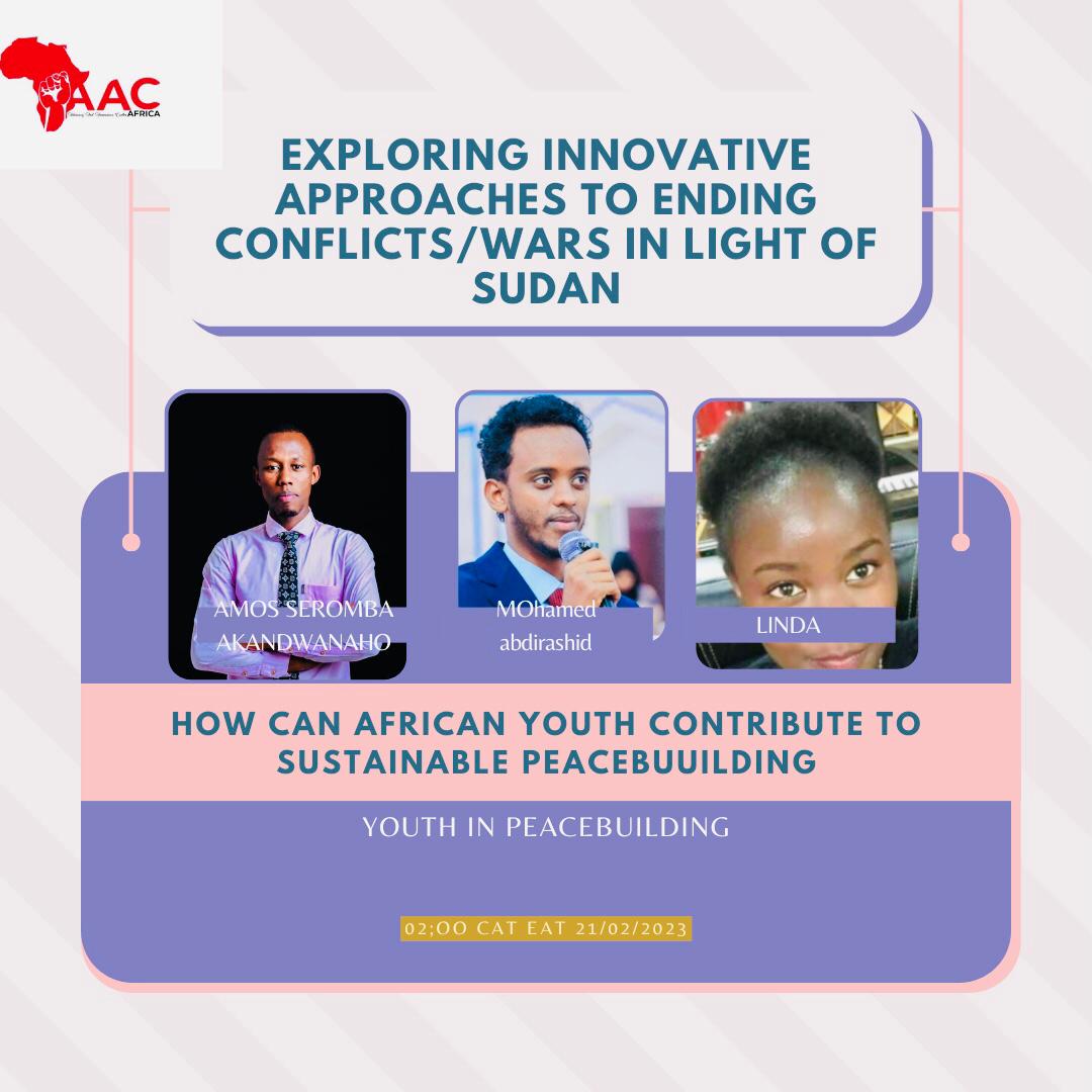 Yesterday, I participated in a very important topic, how can African youth contribute to sustainable peacebuilding, organized by ACC Africa.@AUC_PAPS @AU_AYAPs  @amosseromba16 @lindaperis2 @ICOYACA

#PeaceAndprosperity