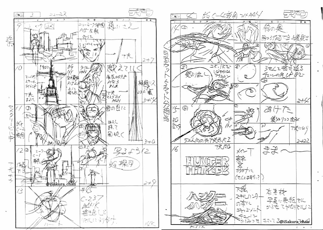 HUNTER×HUNTER 旧アニメ 1999 OP 絵コンテ 太陽は夜も輝く HUNTER × HUNTERのOP「太陽は夜も輝く」 絵コンテ：古橋一